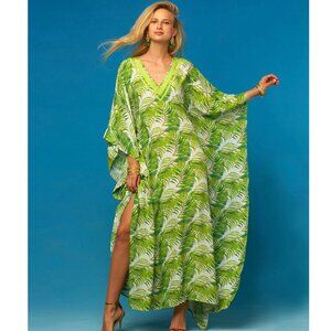 NICOBLU Ashley Kaftan in Undulating Palm Leaves Sz XS-M